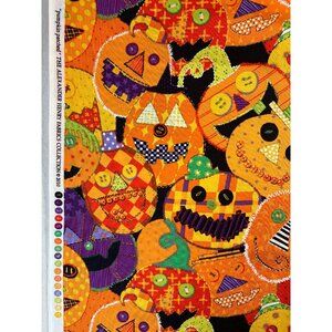 Fabric RARE Alexander Henry "Pumpkin Patched" Sewn Halloween Jack-O-Lanterns BTY
